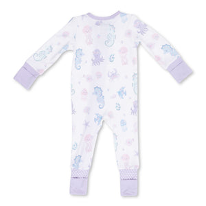 Angel Dear 2 Way Zipper Convertible Romper ~ Floral Sea Creatures