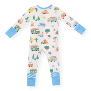 Angel Dear 2 Way Zipper Convertible Romper ~ Friendly Campers