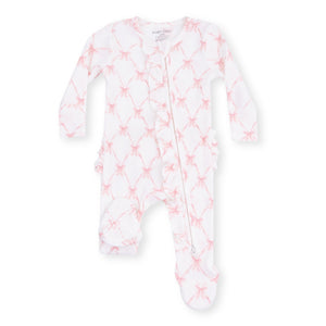 Angel Dear 2 Way Zipper Thermal Ruffle Footie ~ Ribbon Bow Trellis