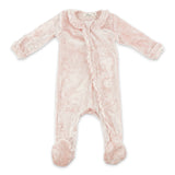 Oh Baby! Crushed Velvet Ruffle Footie ~ Pale Pink