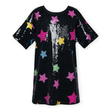 Baby Sara Stars s/s Sequin Dress ~ Black Multi