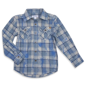 Appaman Boys Flannel Shirt ~ Blue Dyed Plaid