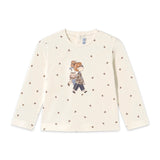 Mayoral Baby Girl Cat Friend Printed l/s T-Shirt ~ Natural