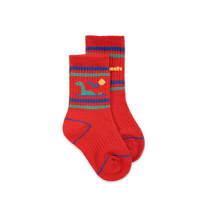 Bobo Choses Baby Lake Monster Short Socks ~ Red
