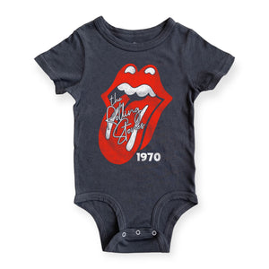 Rowdy Sprout Rolling Stones 1970 s/s Onesie ~ Washed Black