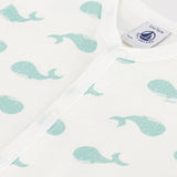 Petit Bateau s/s Whale Print Short Romper ~ White/Mint