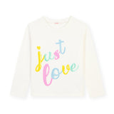 Billieblush "Just Love" l/s Tee & Pleated Sequin Rainbow Midi Skirt Set ~ White/Multi