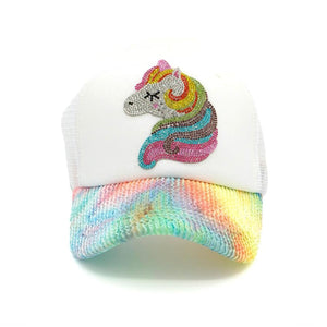 Bari Lynn Trucker Hat ~ Unicorn/Tie Dye Crinkle