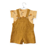 Play Up Baby Printed T-Shirt & Linen Short Overalls Set ~ Jellyfish/Ochre