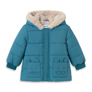 Mayoral Baby Boy Faux Fur Lined Puffer Coat ~ Blue