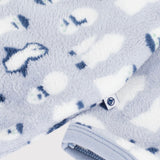 Petit Bateau Polaire Front Snap Snowman Print Footie ~ Blue/White