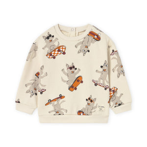 Mayoral Baby Boy Skater Dog Printed Sweatshirt ~ Mushroom/Orange