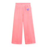 Billieblush Girls Ribbed Velour Hoodie & Wide Leg Sweatpants w/ Patches Set ~ Peach
