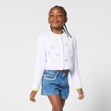 Billieblush Girls Embroidered Cardigan ~ White