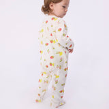Petit Bateau Front Snap Tutti Frutti Print Footie ~ White Multi