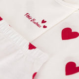 Petit Bateau Heart Cardigan, Pants, & l/s Onesie Set ~ White/Red