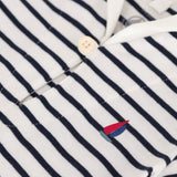 Petit Bateau s/s Striped Short Romper w/ Sailor Collar ~ White/Navy