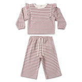 Quincy Mae Cozy Ruffle Top & Pant Set ~ Mulberry Stripe