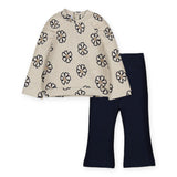 Mayoral Baby Girl Flowers Sweatshirt & Flare Leggings Set ~ Oatmeal/Navy