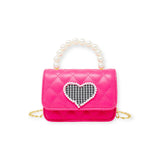 Tiny Treats Quilted Pearl Handle Heart Bag