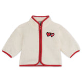 Stella McCartney Baby Girl Sherpa Jacket w/ Hearts Patch ~ Off-White/Red
