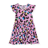 Posh Peanut Cap Sleeve Ruffled Twirl Dress ~ Electric Leopard