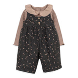 Play Up Baby Ruffle Collar Ribbed l/s Onesie & Printed Jumpsuit Set ~ Tan/Black