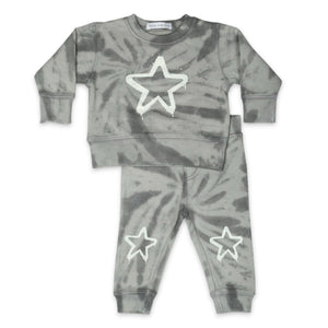 Little Mish Tie Dye Star Sweatshirt & Joggers Set ~ Grey