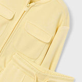 Mayoral Girls Pique Zip Sweatshirt & Pants Set ~ Vanilla