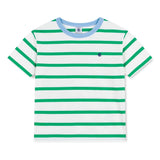 Petit Bateau Boys Striped s/s T-shirt w/ Trim ~ White/Green