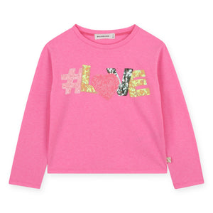 Billieblush Girls #Love l/s T-Shirt w/ Sequins ~ Pink
