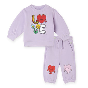 Stella McCartney Baby Girl Love Sweatshirt & Sweatpants Set ~ Purple