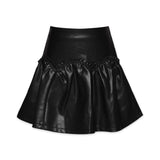 Hannah Banana Faux Leather Trim Houndstooth Stars Jacket & Faux Leather Skirt Set ~ Black