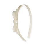 Lilies & Roses Thin Bow Headband ~ Pearlized White