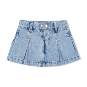 Mayoral Girls Pleated Denim Skirt 7-12 ~ Light Wash