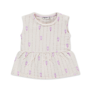 Babyface Baby Girl Sleeveless Peplum Top & Ruffle Shorts Set ~ Ivory/Purple