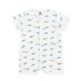 Petit Bateau s/s Dinosaur Print Short Romper ~ White Multi