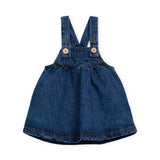 Play Up Baby Ribbed Ruffle Collar l/s Onesie & Denim Dress Set ~ Marigold Leopard