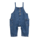 Play Up Baby Striped Tee & Denim Overalls Set ~ Heather/Blue