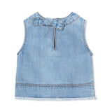 Mayoral Girls Sleeveless Denim Top & Sailor Shorts Set ~ Light Wash