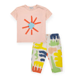 Bobo Choses Baby T-shirt & Woven Pants Set ~ Light Pink/Carnival