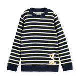 Scotch & Soda Boys Striped Crewneck Pullover ~ Night/Ecru