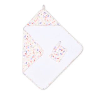 Coccoli Modal Hooded Towel Set ~ Flowers on Cream
