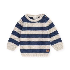 Babyface Baby Boy Striped Knit Sweater ~ Blue/Natural