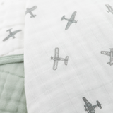 Little Unicorn Organic Cotton Muslin Quilt ~ Pewter Planes