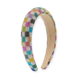 Bari Lynn Fully Crystalized Padded Headband ~ Rainbow Checkerboard