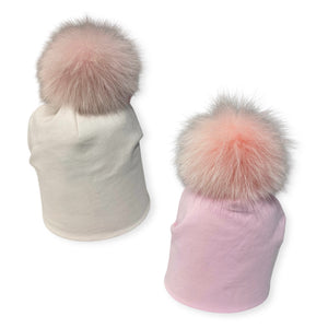 Bari Lynn Baby Hat w/ Fur Pom