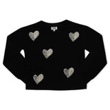 MIA New York Pearl Hearts Sweatshirt & Leather Skater Skirt Set ~ Black/Silver
