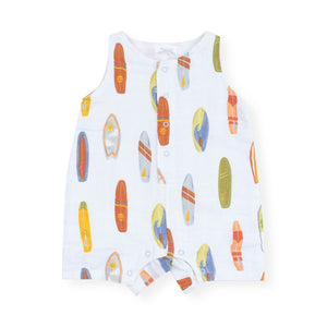 Angel Dear Sleeveless Muslin Shortie Romper ~ Vintage Surfboards
