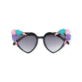 Bari Lynn Glitter Hearts Heart Shaped Sunglasses ~ Black